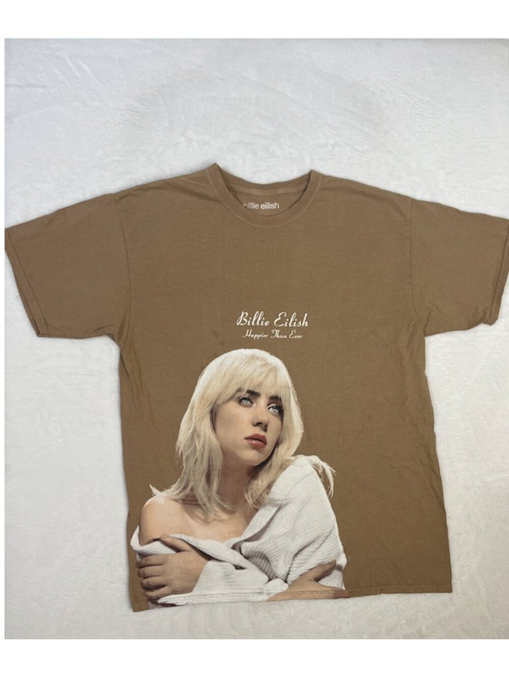 Billie Eilish Happier Than Ever Tour Merch sz S/M Oversized Urban Outfitters Tan - Picture 3 of 8